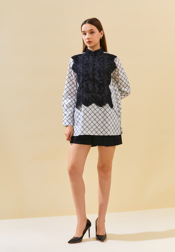 Malaika Checkered Lace Shirt