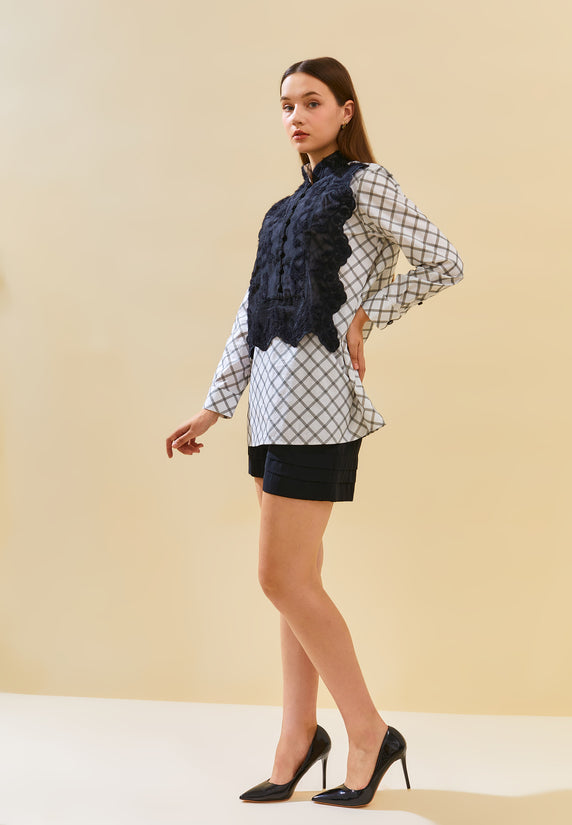 Malaika Checkered Lace Shirt