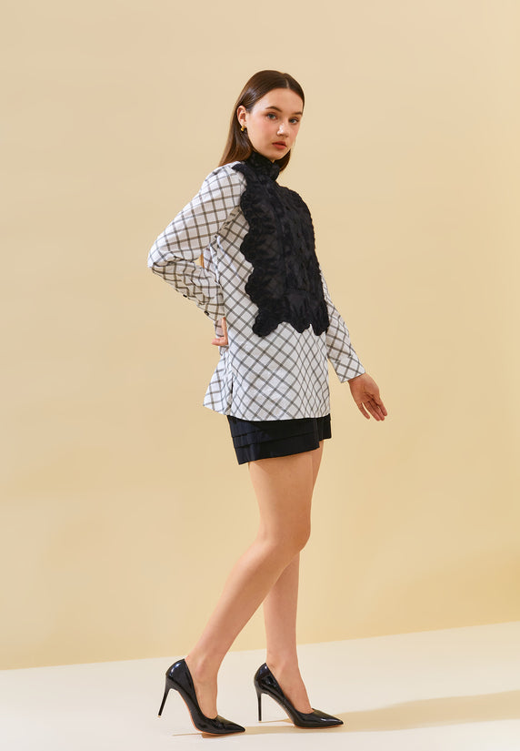 Malaika Checkered Lace Shirt