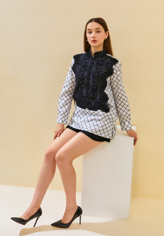 Malaika Checkered Lace Shirt
