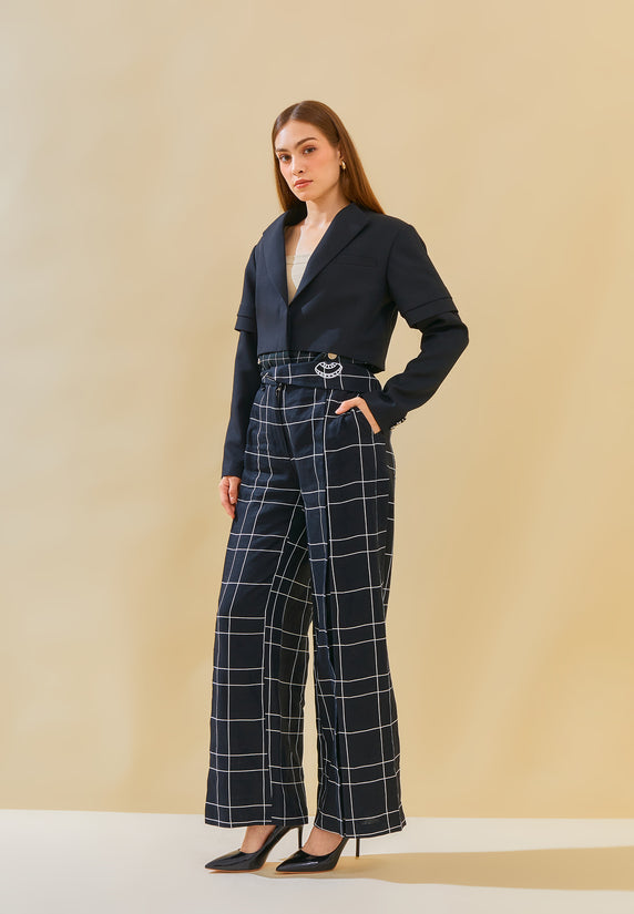 Indira Black Checkered Pants