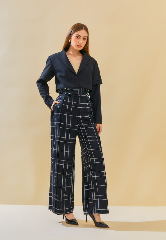 Indira Black Checkered Pants