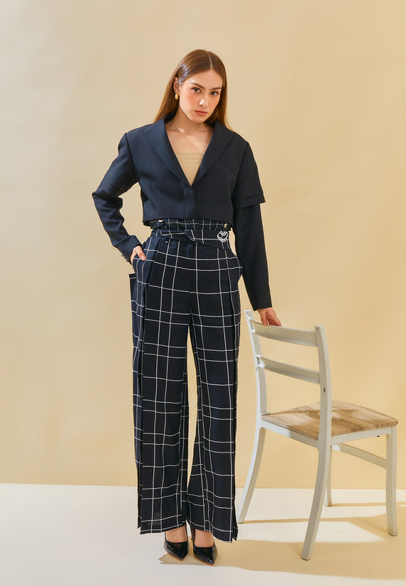 Indira Black Checkered Pants